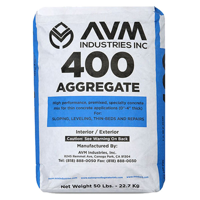 AVM Aggregate 400 gray dry mix in 50 pound bag for polymer-modified cement applications