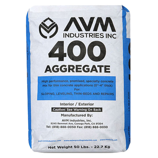 AVM Aggregate 400 gray dry mix in 50 pound bag for polymer-modified cement applications