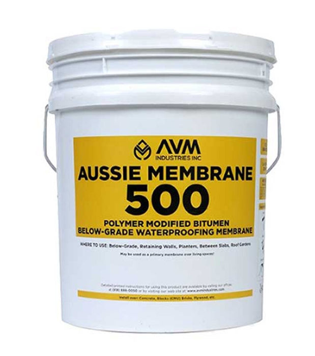 AVM Aussie Membrane 500 rubberized bitumen waterproofing membrane in 5 gallon pail
